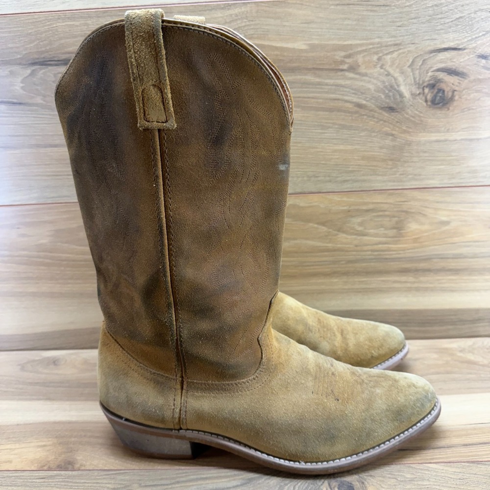 Laredo Tan Suede Western Boots Mens 13 D Rodeo Cowboy Ranch Farm